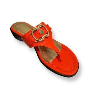Unisa Orange Gold Buckle Thong Sandals Size 6 NWOT